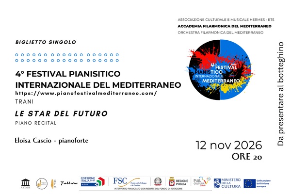 Piano recital – Eloisa Cascio, pianoforte- Auditorium San Luigi Trani - Biglietti