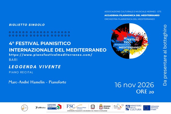 Marc-André Hamelin – Leggenda Vivente - Teatro Kursaal Bari - Biglietti