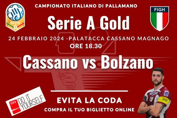 Cassano Magnago - Bozen - Hanball - Pallamano Maschile - Biglietti - PalaTacca