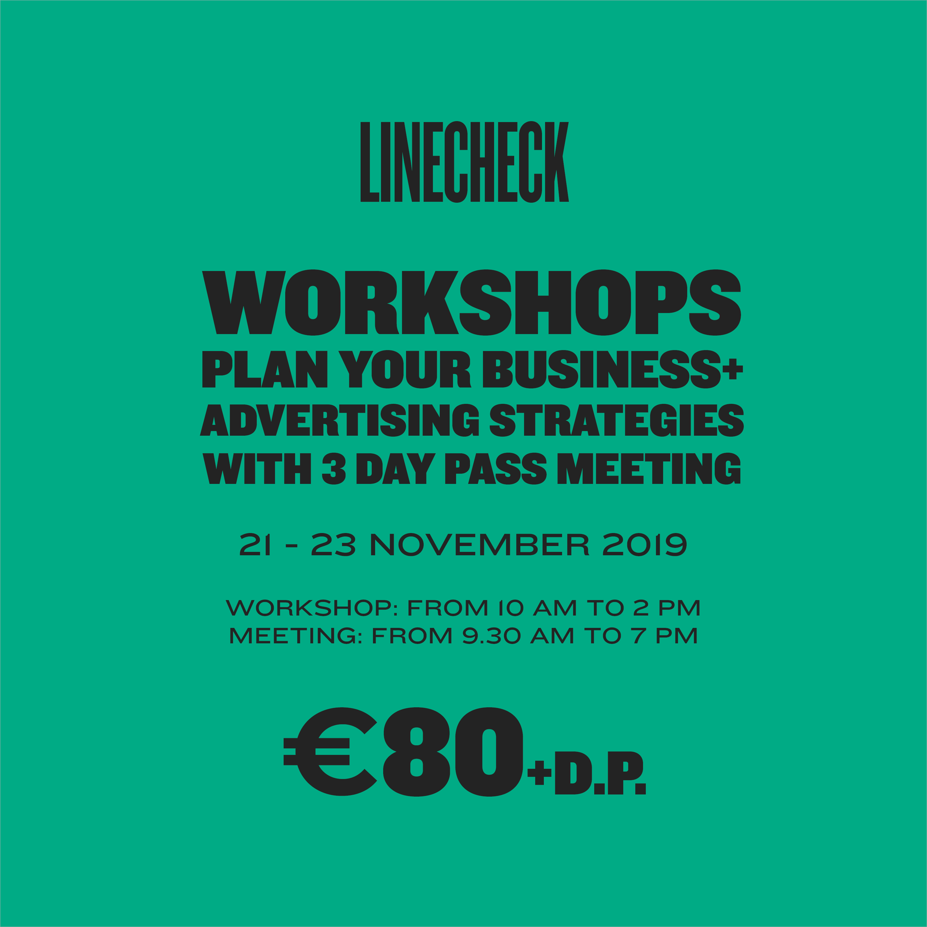 LINECHECK 2019  - WORKSHOP A + WORKSHOP B + 3 DAY MEETING PASS 